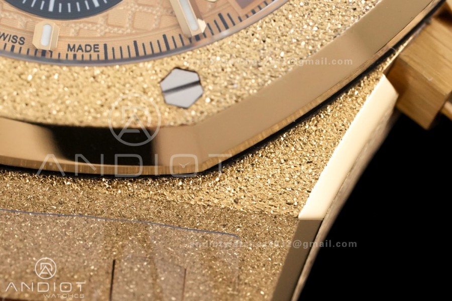 Royal Oak Chrono 26240 Frosted YG DDF 1:1 Best Edition YG/Black Dial on YG Bracelet DD4401 Super Clone (SW Dial)