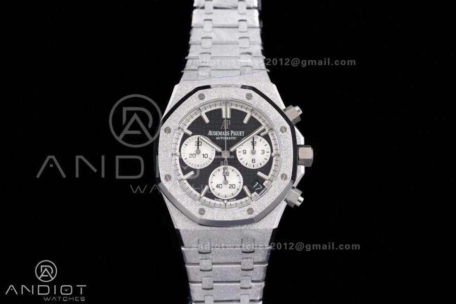 Royal Oak Chrono 26240 Frosted SS DDF 1:1 Best Edition Black/White Dial on SS Bracelet DD4401 Super Clone (SW Dial)