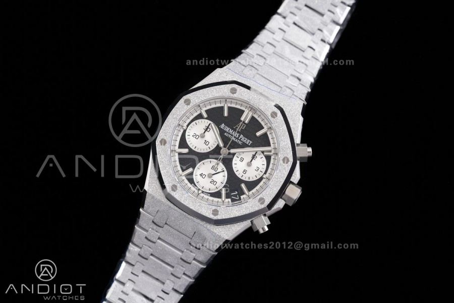 Royal Oak Chrono 26240 Frosted SS DDF 1:1 Best Edition Black/White Dial on SS Bracelet DD4401 Super Clone (SW Dial)
