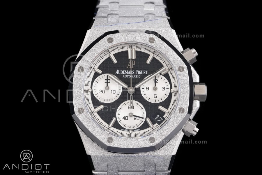Royal Oak Chrono 26240 Frosted SS DDF 1:1 Best Edition Black/White Dial on SS Bracelet DD4401 Super Clone (SW Dial)