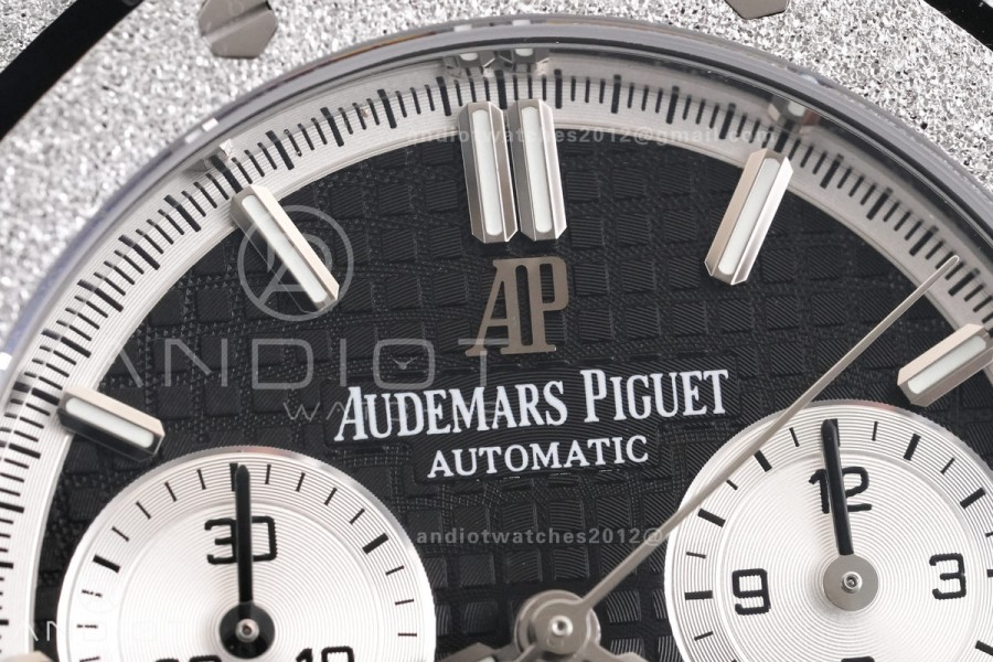 Royal Oak Chrono 26240 Frosted SS DDF 1:1 Best Edition Black/White Dial on SS Bracelet DD4401 Super Clone (SW Dial)