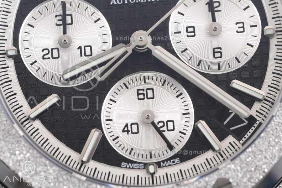 Royal Oak Chrono 26240 Frosted SS DDF 1:1 Best Edition Black/White Dial on SS Bracelet DD4401 Super Clone (SW Dial)