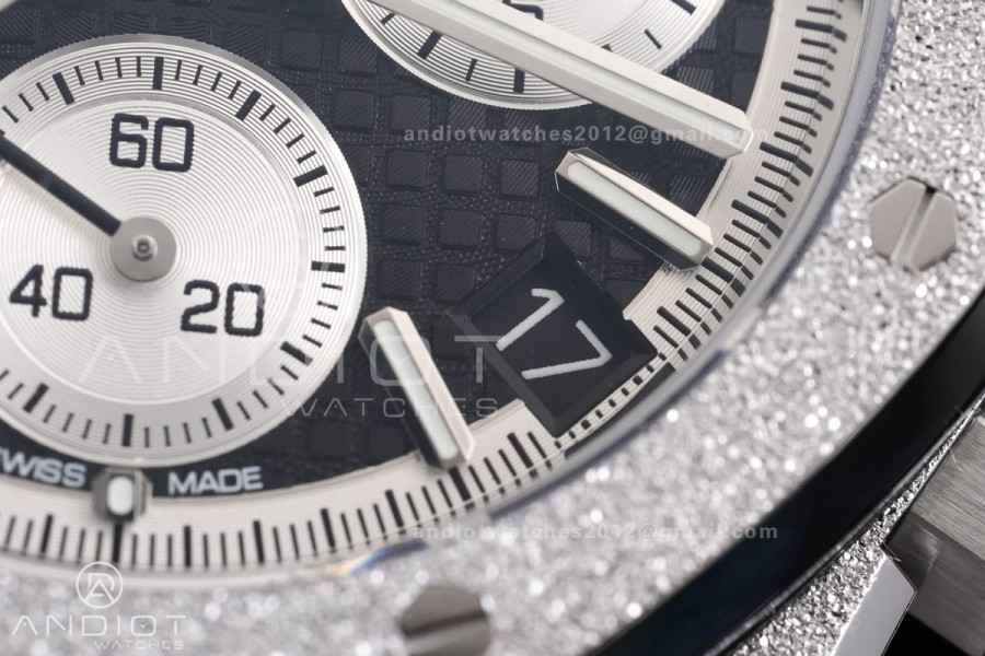 Royal Oak Chrono 26240 Frosted SS DDF 1:1 Best Edition Black/White Dial on SS Bracelet DD4401 Super Clone (SW Dial)