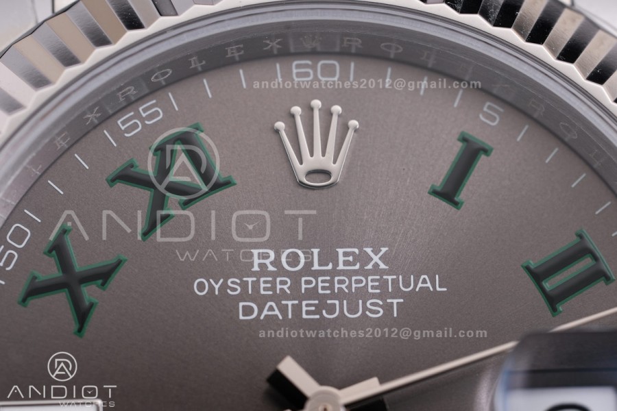 DateJust 41 126334 904L SS V2 VSF 1:1 Best Edition Gray Dial Green Roman on Jubilee Bracelet VS3235