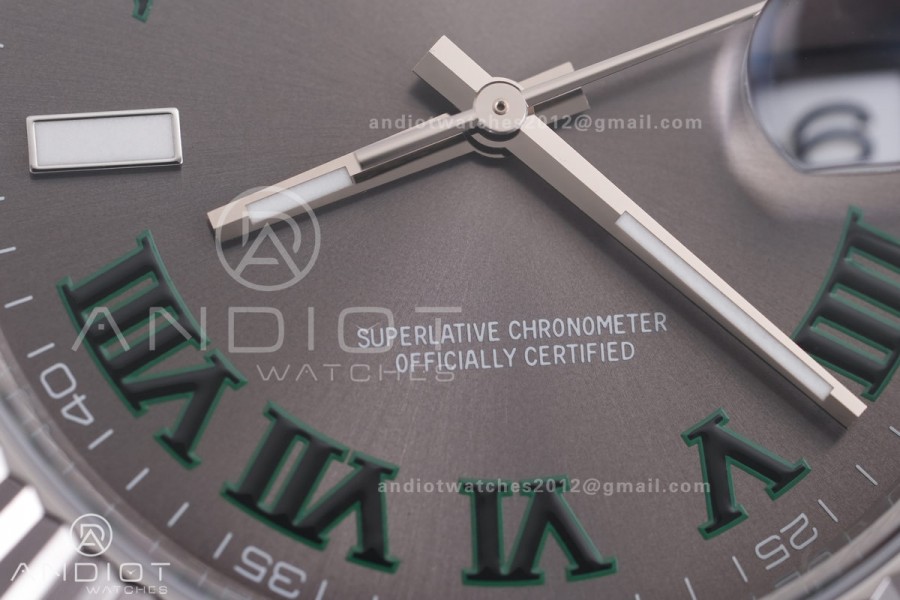 DateJust 41 126334 904L SS V2 VSF 1:1 Best Edition Gray Dial Green Roman on Jubilee Bracelet VS3235