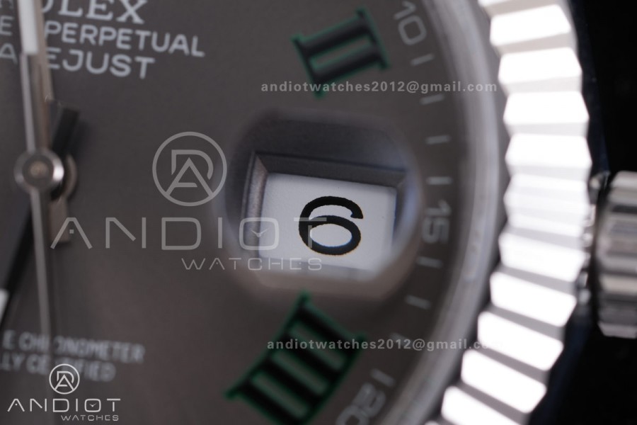 DateJust 41 126334 904L SS V2 VSF 1:1 Best Edition Gray Dial Green Roman on Jubilee Bracelet VS3235