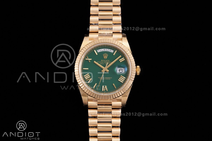 Day Date 228238 40mm 904L YG VSF 1:1 Best Edition Green Dial Roman Marker On YG President Bracelet DD3255