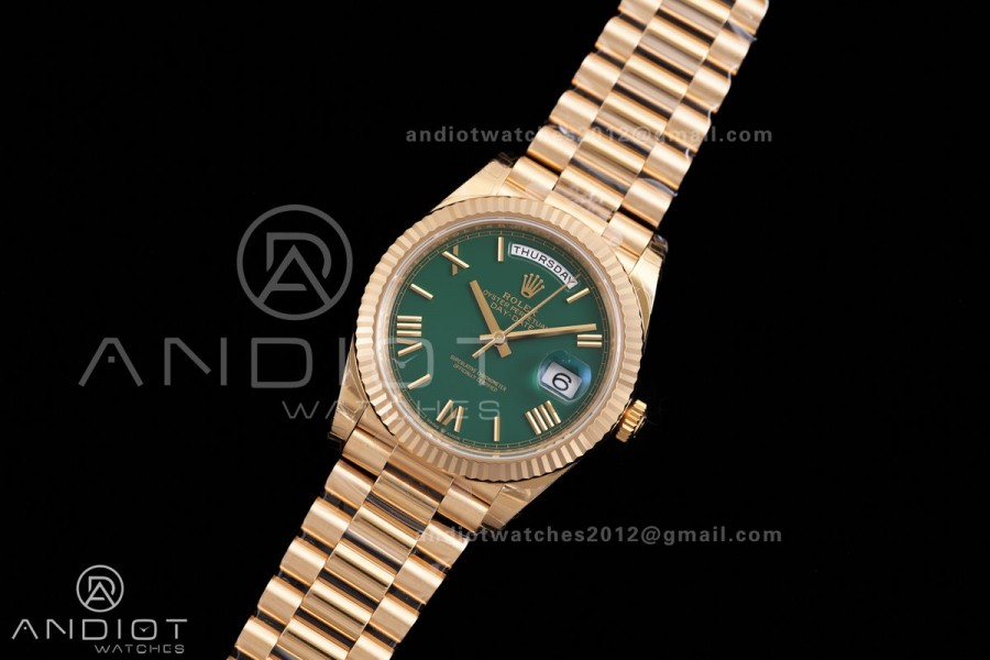 Day Date 228238 40mm 904L YG VSF 1:1 Best Edition Green Dial Roman Marker On YG President Bracelet DD3255