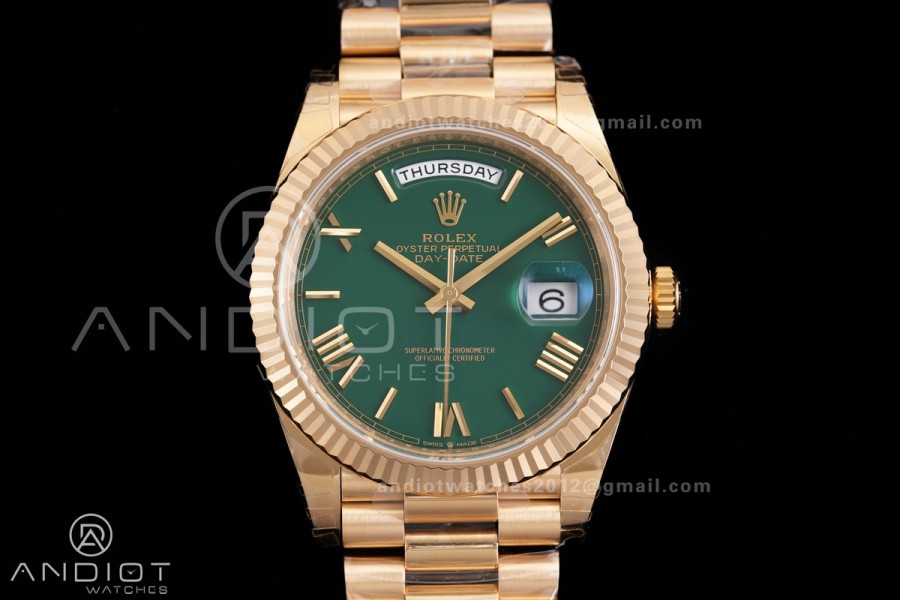 Day Date 228238 40mm 904L YG VSF 1:1 Best Edition Green Dial Roman Marker On YG President Bracelet DD3255
