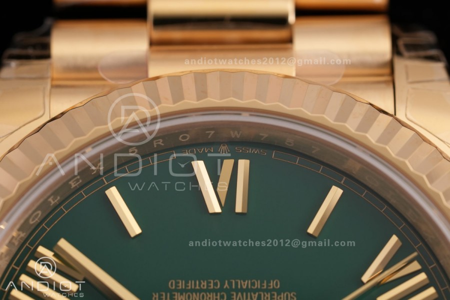 Day Date 228238 40mm 904L YG VSF 1:1 Best Edition Green Dial Roman Marker On YG President Bracelet DD3255