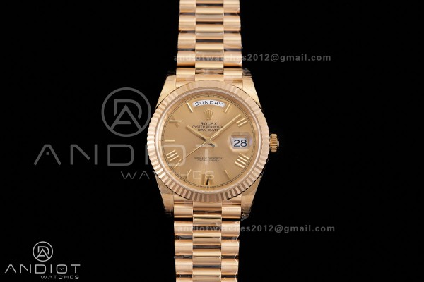 Day Date 228238 40mm 904L YG VSF 1:1 Best Edition Gold Dial Roman Marker On YG President Bracelet DD3255