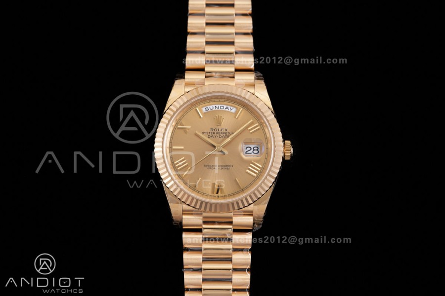 Day Date 228238 40mm 904L YG VSF 1:1 Best Edition Gold Dial Roman Marker On YG President Bracelet DD3255