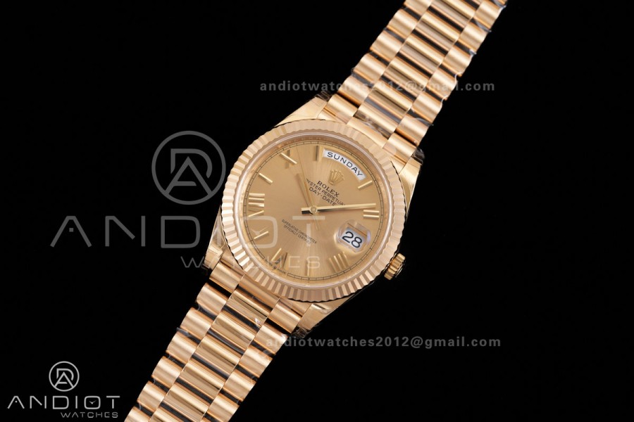 Day Date 228238 40mm 904L YG VSF 1:1 Best Edition Gold Dial Roman Marker On YG President Bracelet DD3255