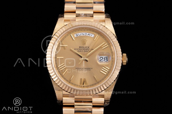 Day Date 228238 40mm 904L YG VSF 1:1 Best Edition Gold Dial Roman Marker On YG President Bracelet DD3255