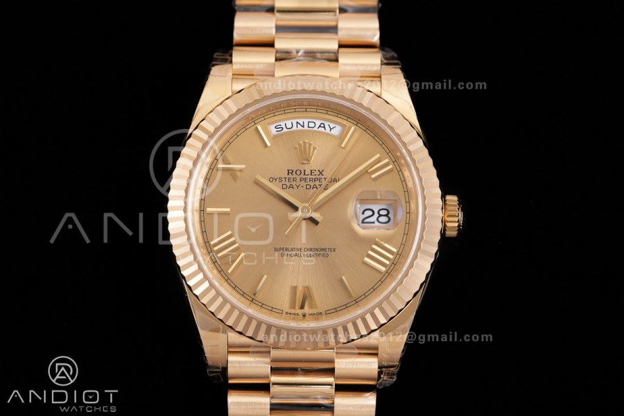 Day Date 228238 40mm 904L YG VSF 1:1 Best Edition Gold Dial Roman Marker On YG President Bracelet DD3255