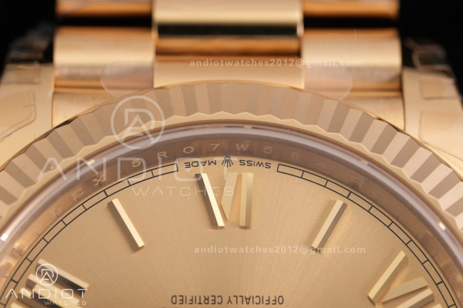 Day Date 228238 40mm 904L YG VSF 1:1 Best Edition Gold Dial Roman Marker On YG President Bracelet DD3255