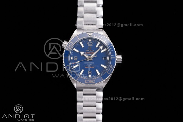Planet Ocean 39.5mm Blue Ceramic Bezel SS V4 VSF 1:1 Best Edition Blue Dial On SS Bracelet Super Clone Asian 8800