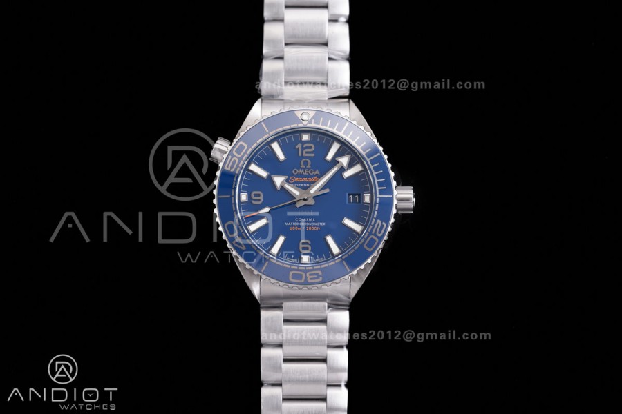 Planet Ocean 39.5mm Blue Ceramic Bezel SS V4 VSF 1:1 Best Edition Blue Dial On SS Bracelet Super Clone Asian 8800