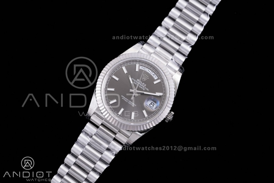 DayDate 40 228239 VSF 1:1 Best Edition Gery Stick Dial on President Bracelet VS3255 V2 (Gain Weight)182g