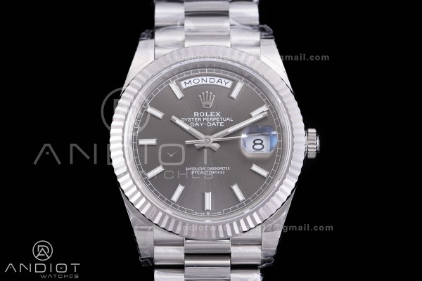 DayDate 40 228239 VSF 1:1 Best Edition Gery Stick Dial on President Bracelet VS3255 V2 (Gain Weight)182g