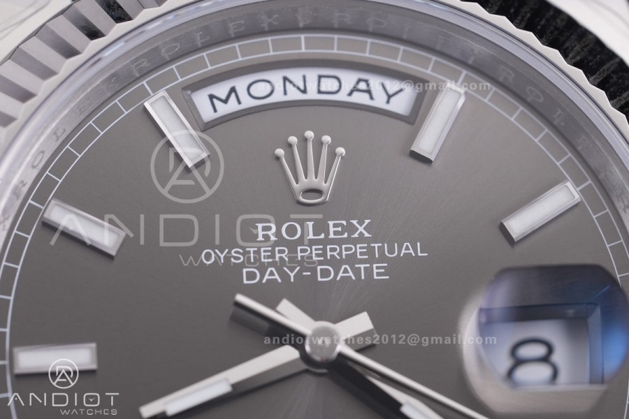 DayDate 40 228239 VSF 1:1 Best Edition Gery Stick Dial on President Bracelet VS3255 V2 (Gain Weight)182g