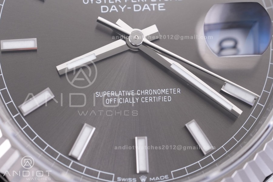 DayDate 40 228239 VSF 1:1 Best Edition Gery Stick Dial on President Bracelet VS3255 V2 (Gain Weight)182g