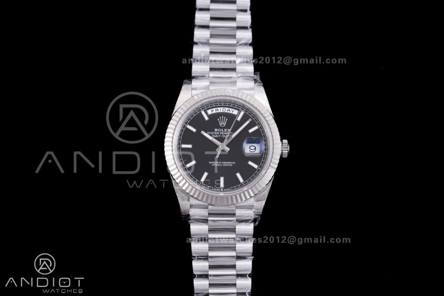 DayDate 40 228239 VSF 1:1 Best Edition Black Stick Dial on President Bracelet VS3255 V2 (Gain Weight)182g