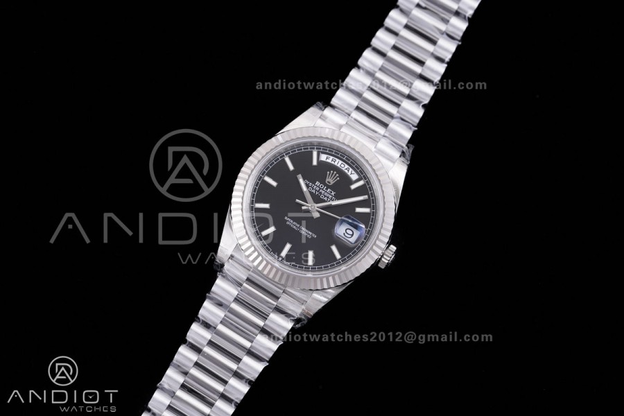 DayDate 40 228239 VSF 1:1 Best Edition Black Stick Dial on President Bracelet VS3255 V2 (Gain Weight)182g