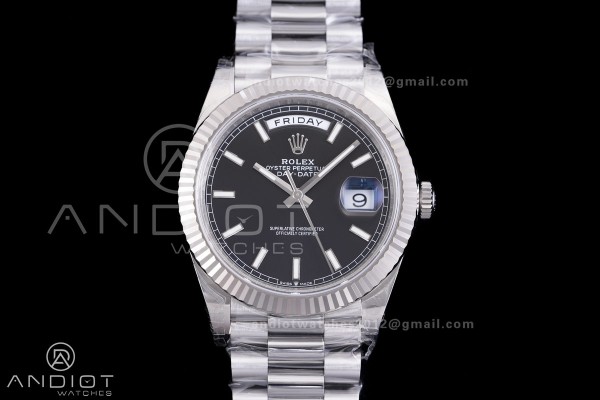 DayDate 40 228239 VSF 1:1 Best Edition Black Stick Dial on President Bracelet VS3255 V2 (Gain Weight)182g