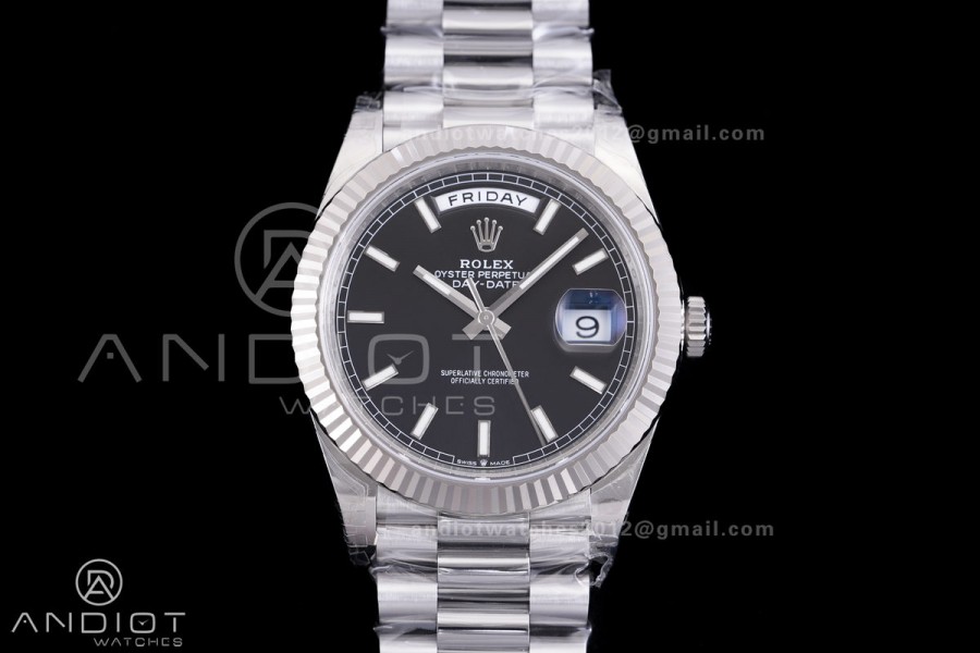 DayDate 40 228239 VSF 1:1 Best Edition Black Stick Dial on President Bracelet VS3255 V2 (Gain Weight)182g