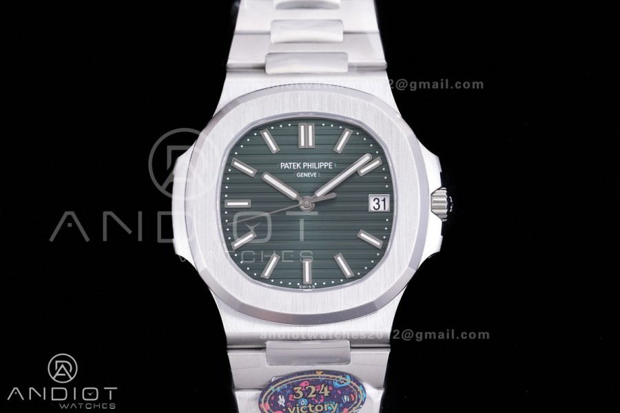 Nautilus 5711/1A SS VF 1:1 Best Edition Green Textured Dial On SS Bracelet Super Clone 324