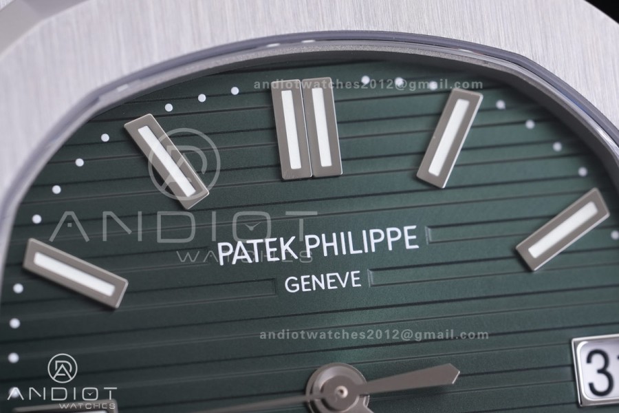 Nautilus 5711/1A SS VF 1:1 Best Edition Green Textured Dial On SS Bracelet Super Clone 324
