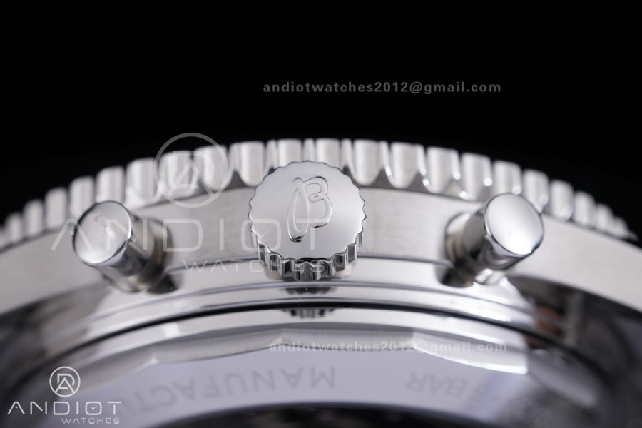 Navitimer B01 SS 43mm BLS 1:1 Best Edition Black dial with number hour markers on SS Bracelet A7750