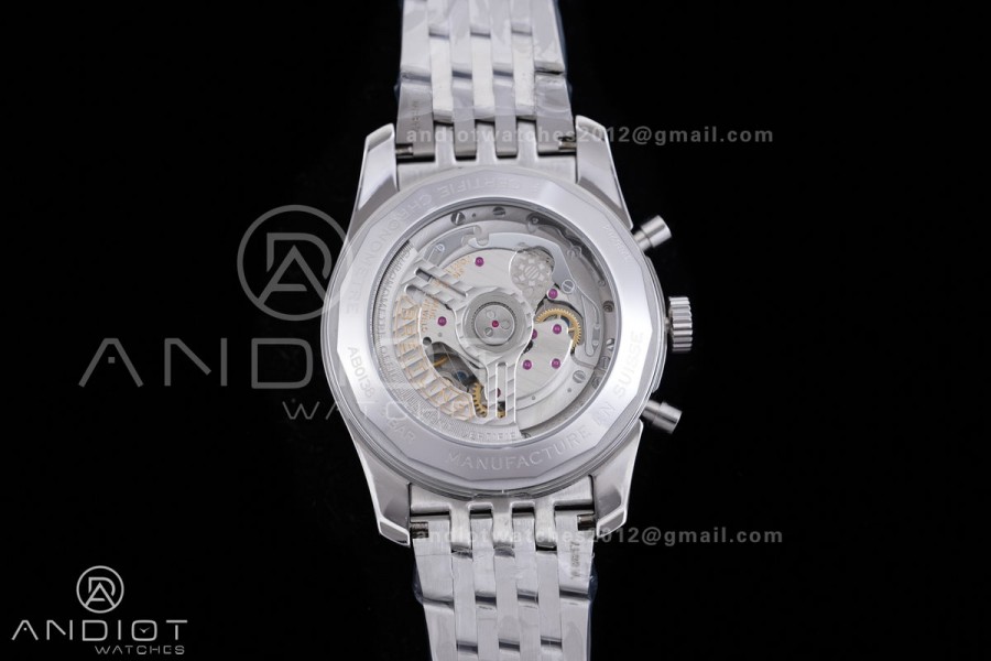 Navitimer B01 SS 43mm BLS 1:1 Best Edition Black dial with number hour markers on SS Bracelet A7750