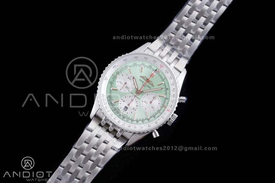 Navitimer B01 SS 43mm BLS 1:1 Best Edition Light Dial White Subdial on SS Bracelet A7750