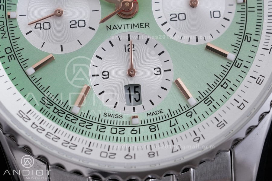 Navitimer B01 SS 43mm BLS 1:1 Best Edition Light Dial White Subdial on SS Bracelet A7750