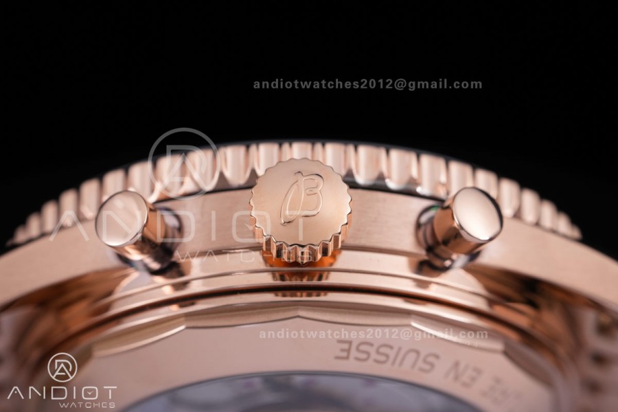 Navitimer B01 RG 43mm BLS 1:1 Best Edition Sliver Dial Black Subdial on RG Bracelet A7750