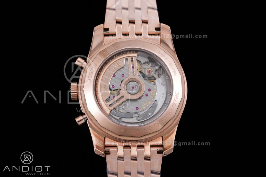 Navitimer B01 RG 43mm BLS 1:1 Best Edition Sliver Dial Black Subdial on RG Bracelet A7750