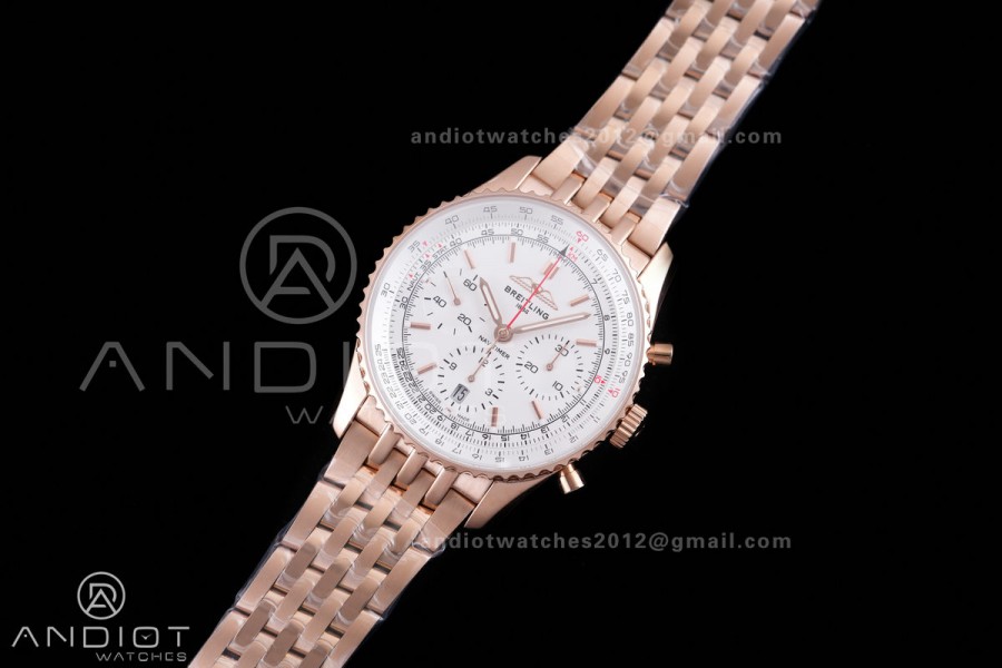Navitimer B01 RG 43mm BLS 1:1 Best Edition White Dial on RG  Bracelet A7750