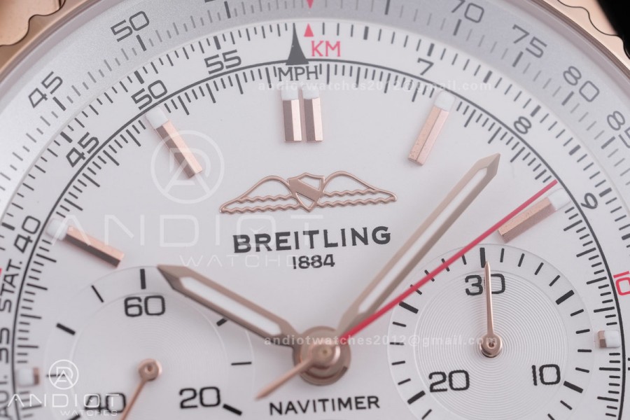 Navitimer B01 RG 43mm BLS 1:1 Best Edition White Dial on RG  Bracelet A7750