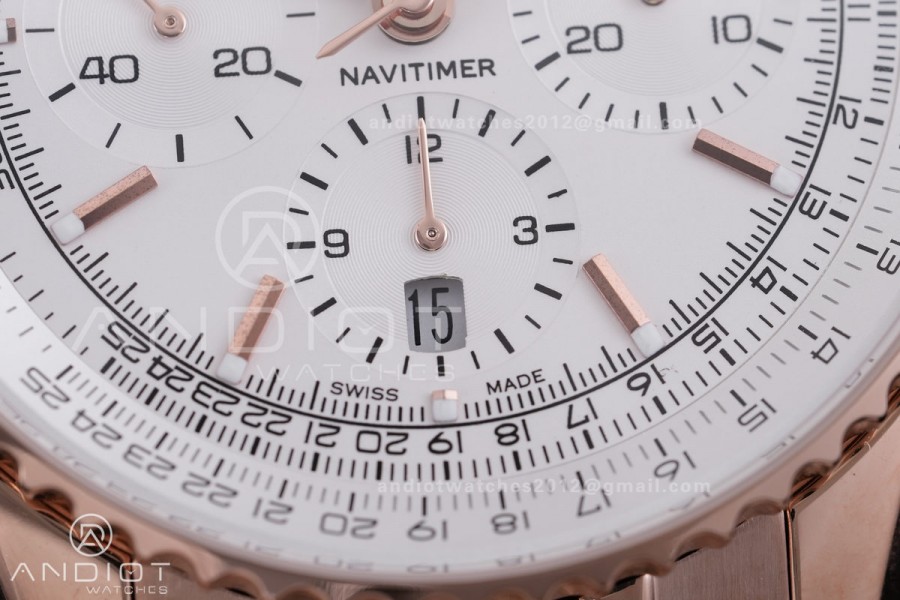 Navitimer B01 RG 43mm BLS 1:1 Best Edition White Dial on RG  Bracelet A7750