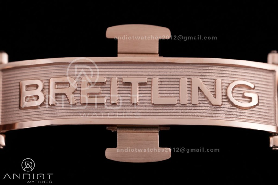 Navitimer B01 RG 43mm BLS 1:1 Best Edition Black Dial White Subdial on RG Bracelet A7750