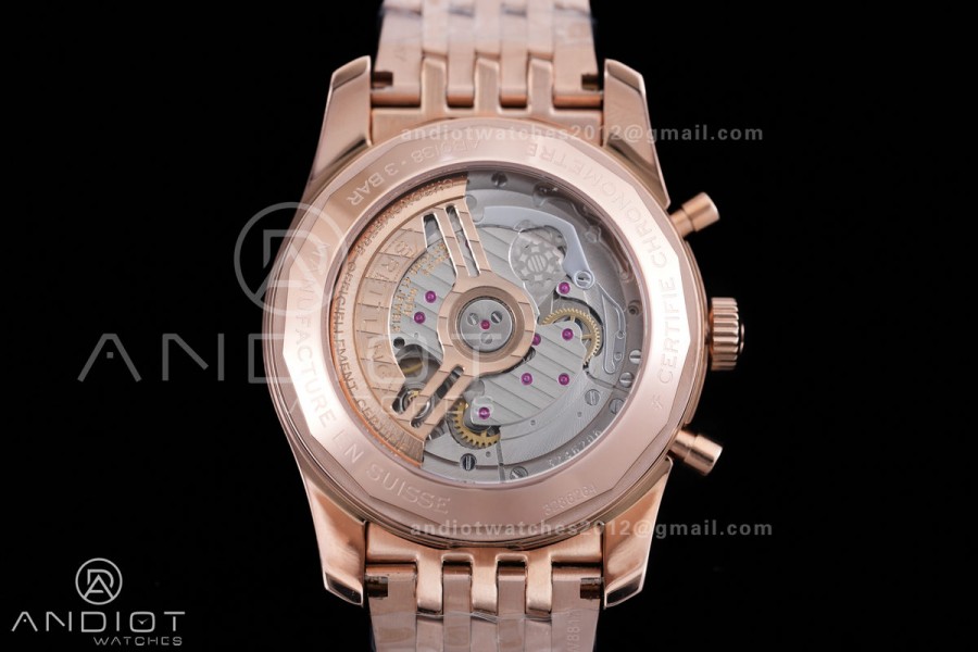 Navitimer B01 RG 43mm BLS 1:1 Best Edition Black Dial White Subdial on RG Bracelet A7750