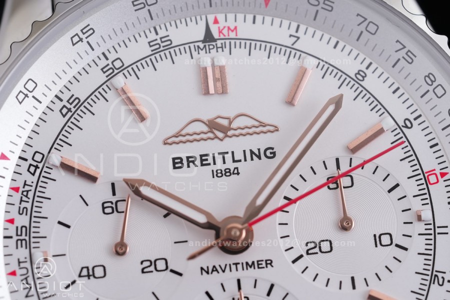 Navitimer B01 SS 43mm BLS 1:1 Best Edition White Dial  on SS Bracelet A7750