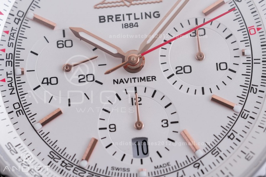 Navitimer B01 SS 43mm BLS 1:1 Best Edition White Dial  on SS Bracelet A7750