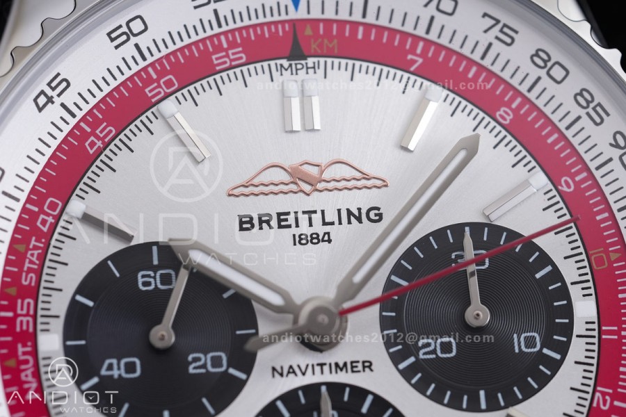 Navitimer B01 SS 43mm BLS 1:1 Best Edition White Dial Black Subdial on SS Bracelet A7750