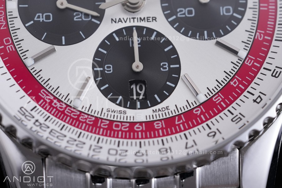 Navitimer B01 SS 43mm BLS 1:1 Best Edition White Dial Black Subdial on SS Bracelet A7750