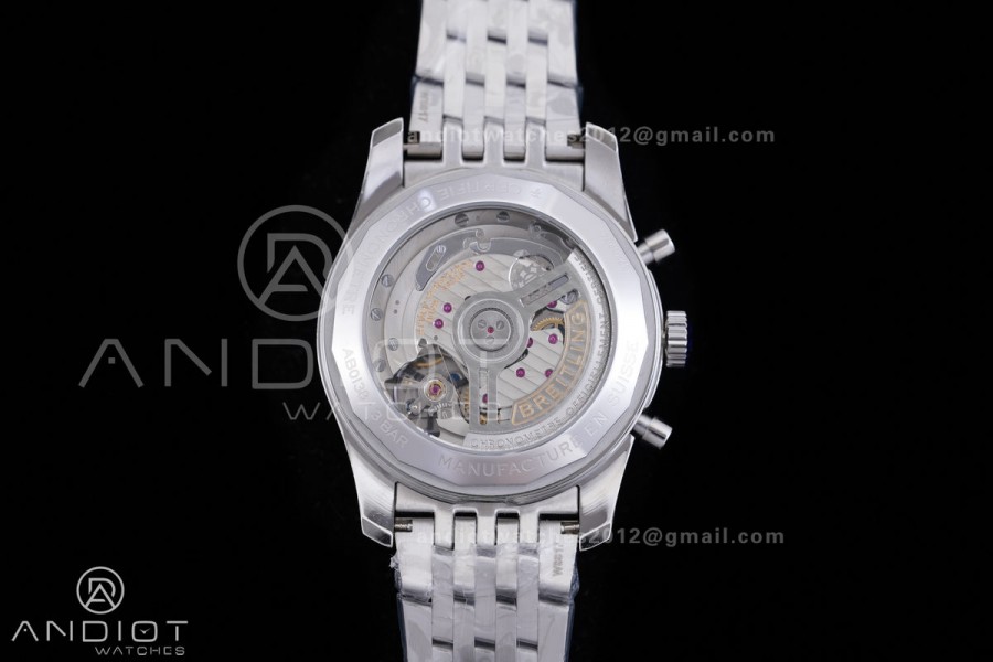 Navitimer B01 SS 43mm BLS 1:1 Best Edition White Dial Black Subdial on SS Bracelet A7750