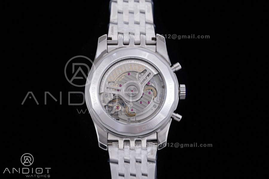 Navitimer B01 43mm SS BLSF 1:1 Best Edition RG Dial Black Subdial on SS Bracelet A7750