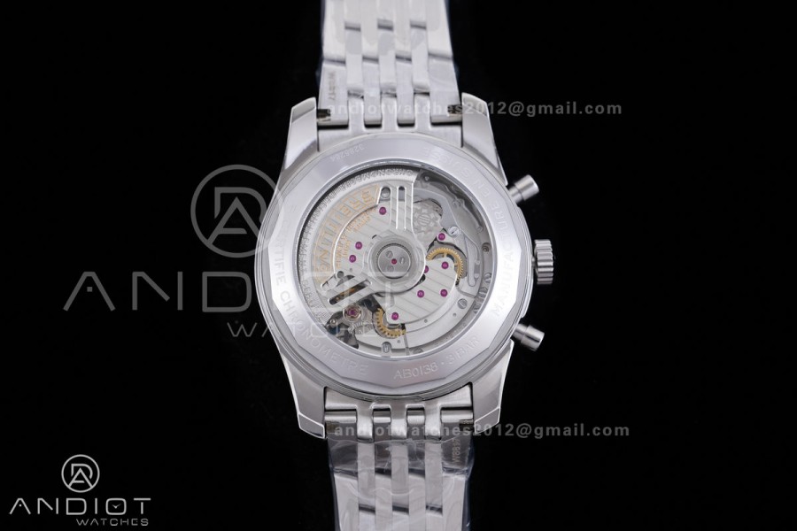 Navitimer B01 SS 43mm BLS 1:1 Best Edition Blue Dial RG Marker on SS Bracelet A7750